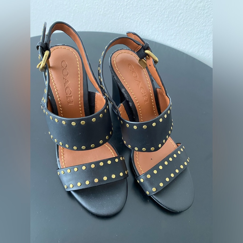 Coach Black and Gold Studded Heels
